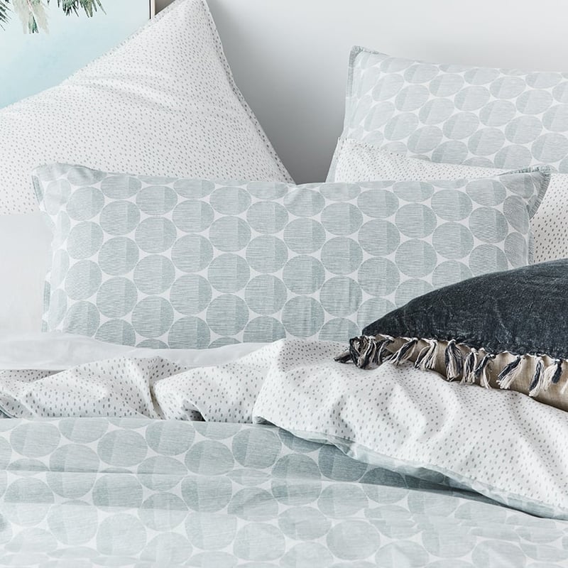 Stonewashed Printed Cotton Powder Blue Spot Pillowcase