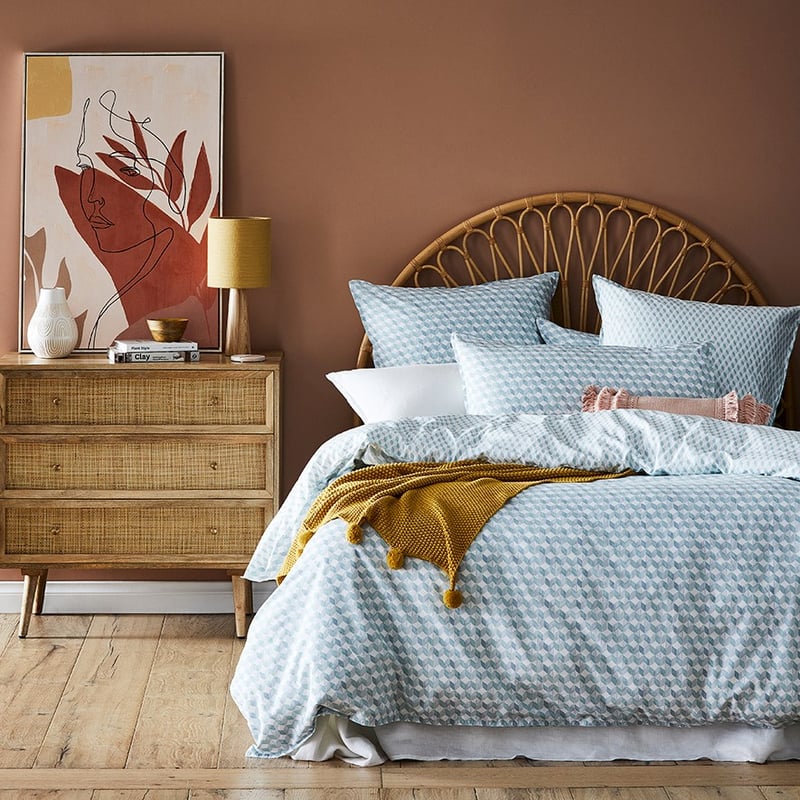 Stonewashed Printed Cotton Retro Chevron Pillowcase