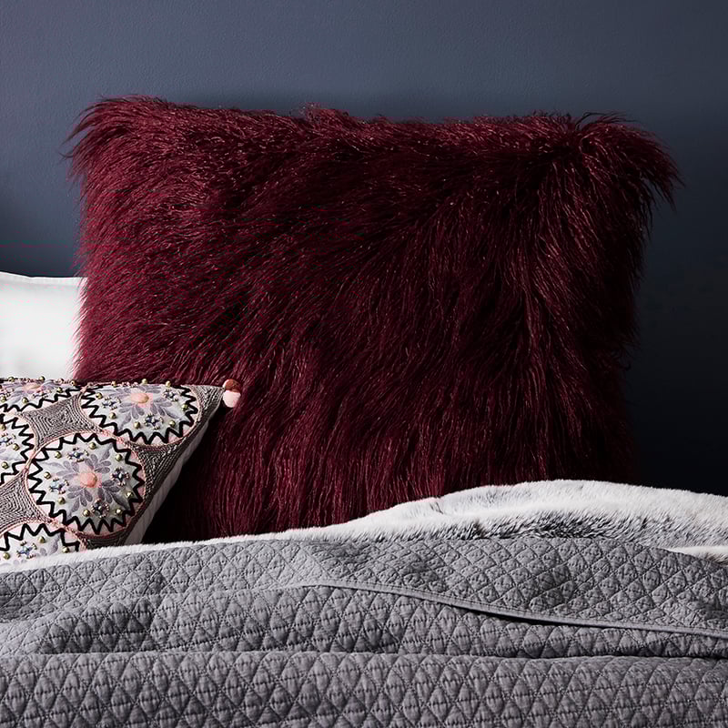 Faux Fur Wine European Pillowcase