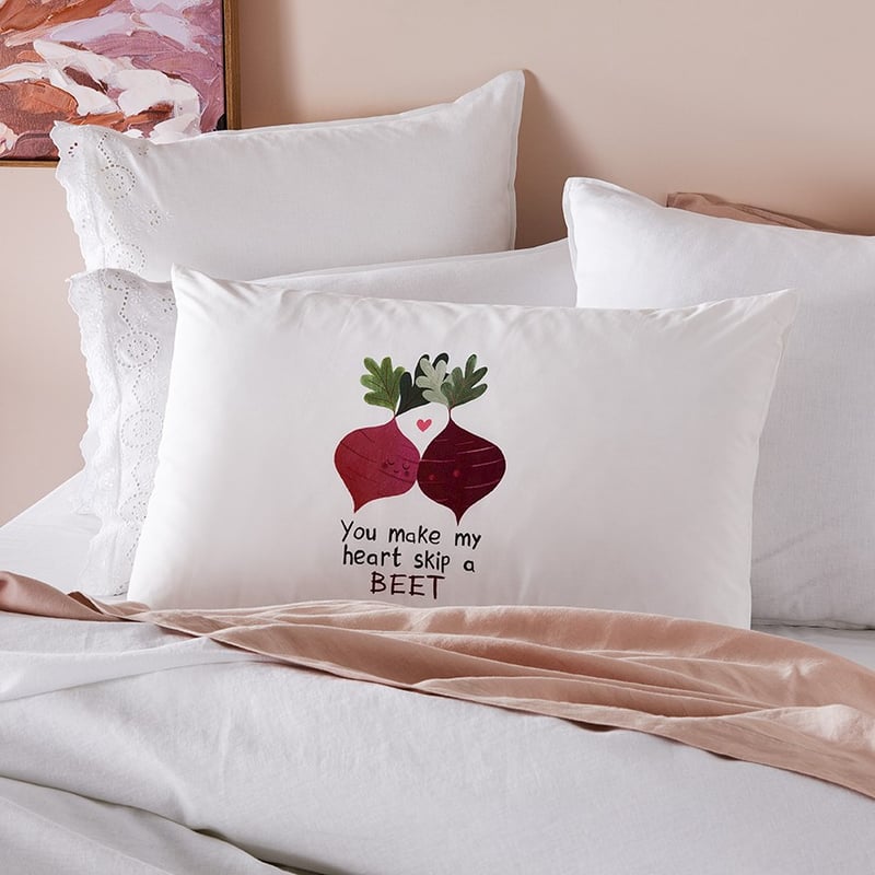 Heart Skip A Beet Text Pillowcase
