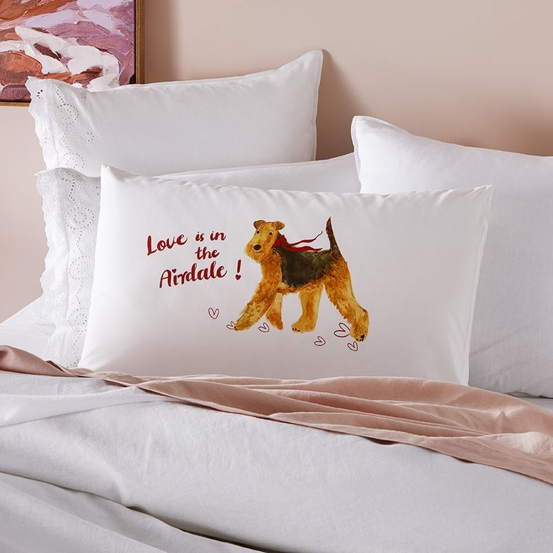 Love Is In The Airdale Text Pillowcase