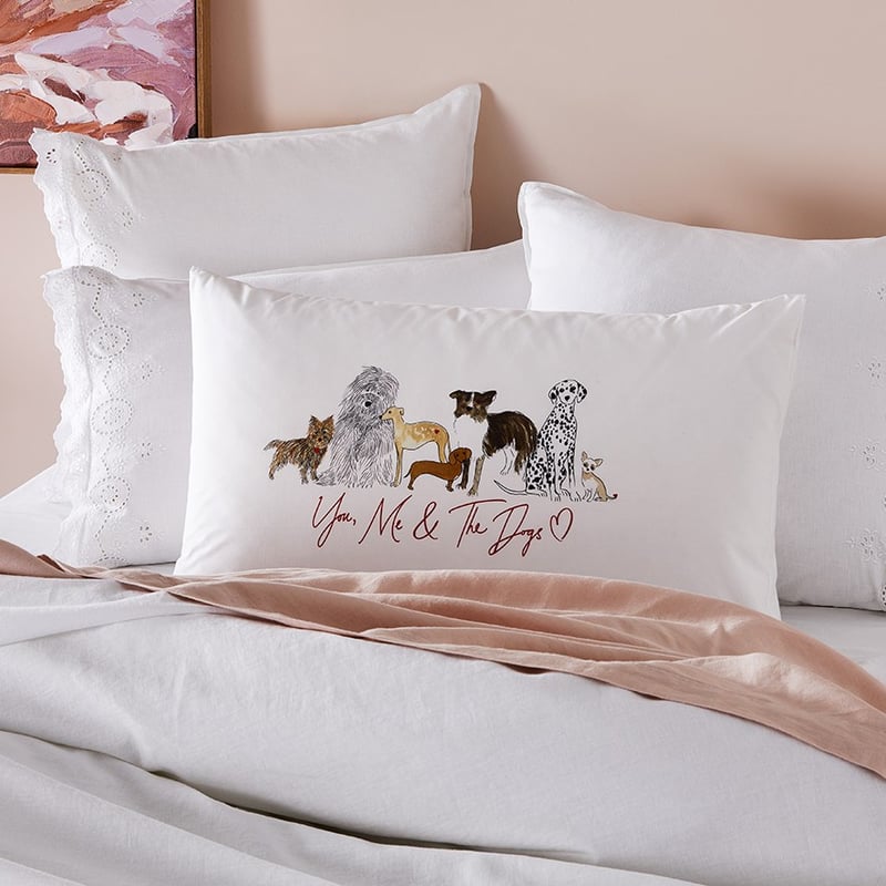 You, Me & The Dogs Text Pillowcase
