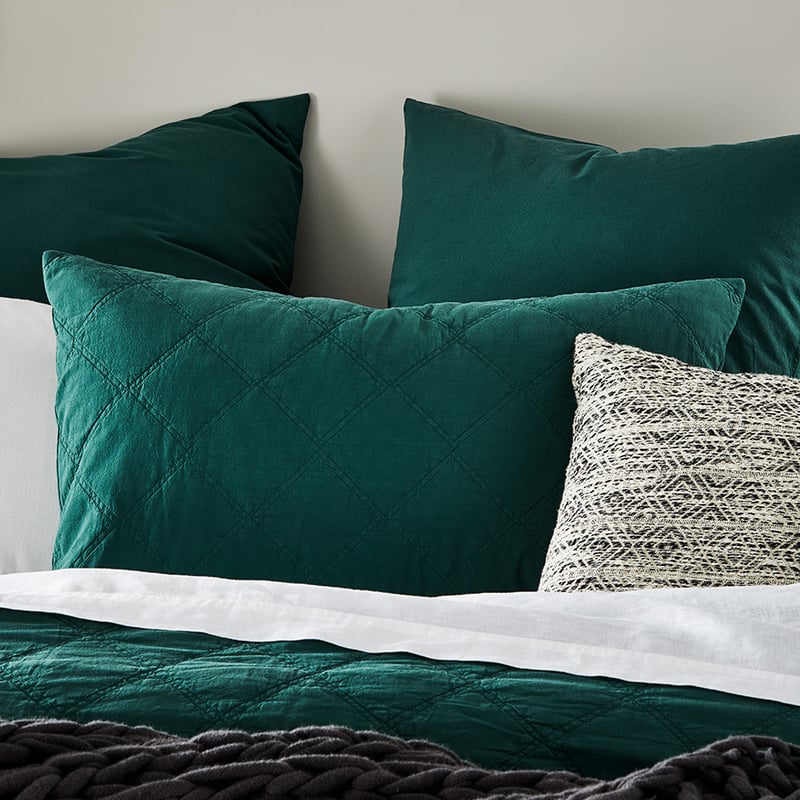 Stonewashed Cotton Lagoon Quilted Pillowcase