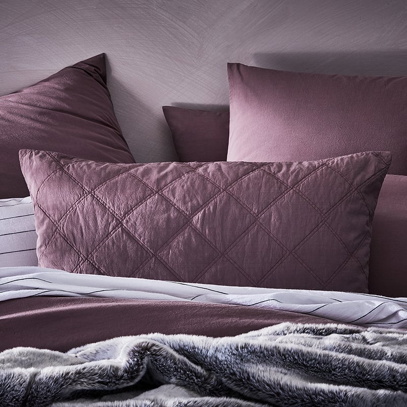 Stonewashed Cotton Mauve Quilted Pillowcase