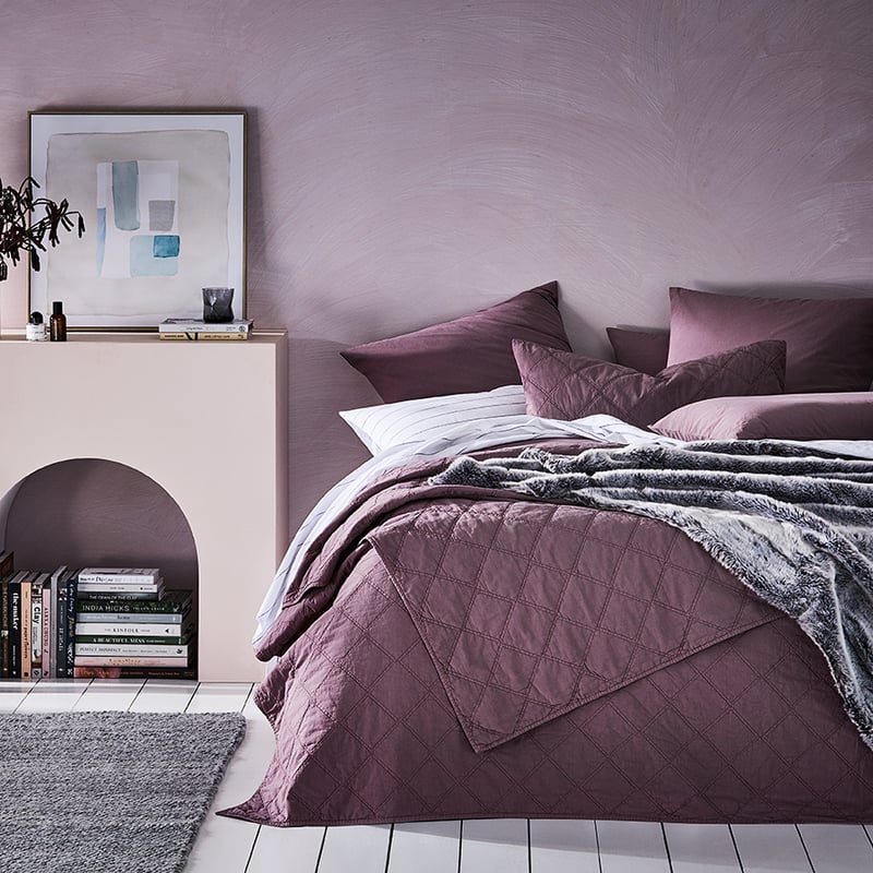 Stonewashed Cotton Mauve Quilted Pillowcase