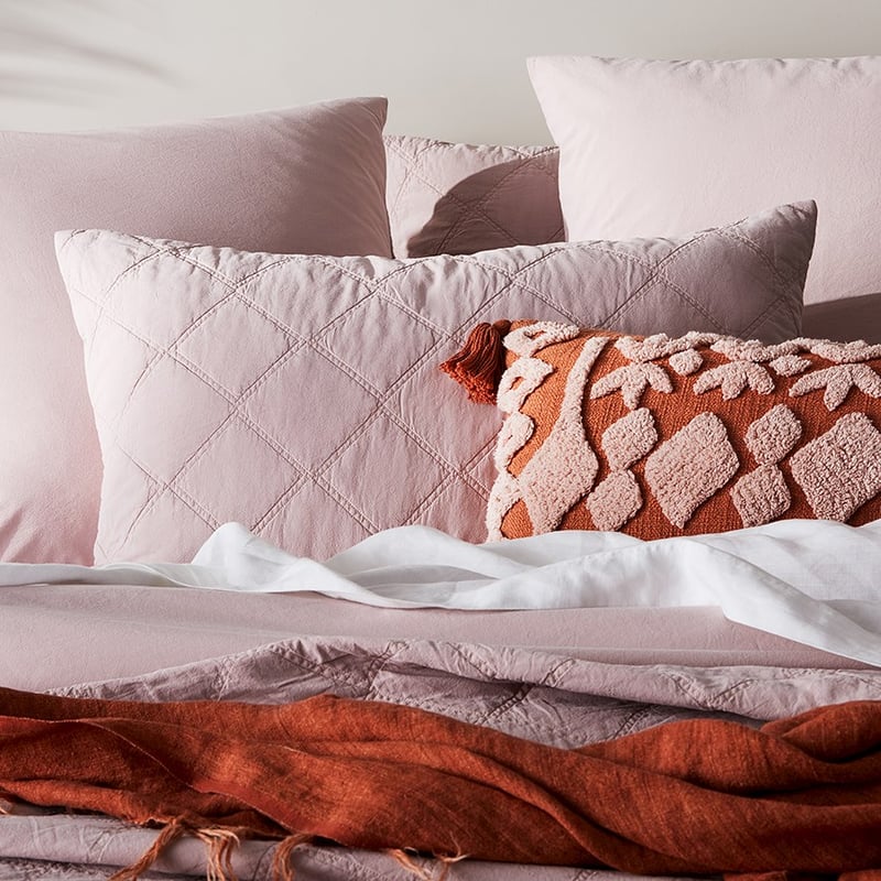 Stonewashed Cotton Violet Quilted Pillowcase