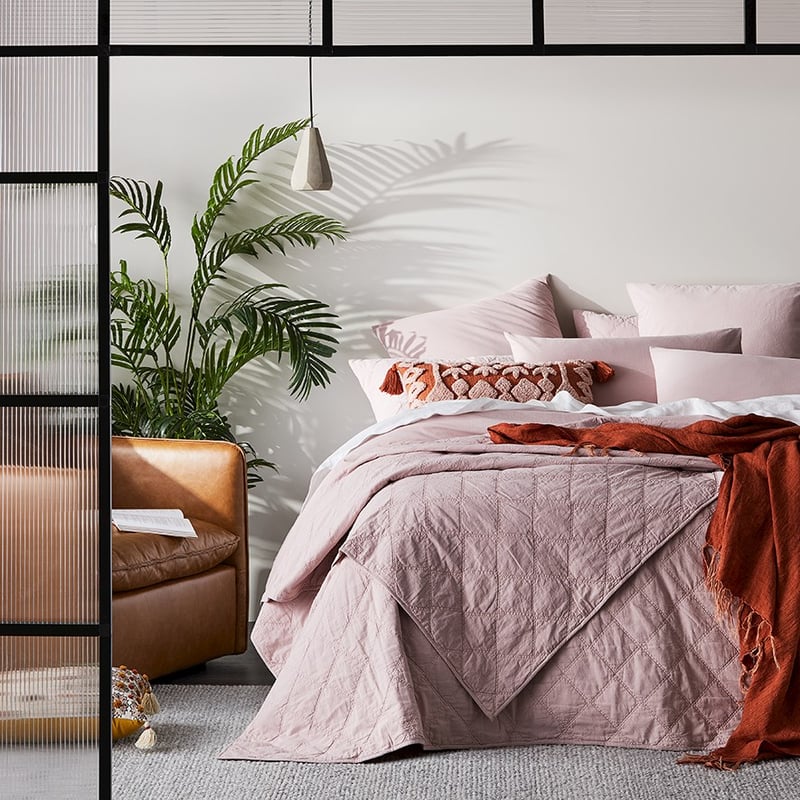 Stonewashed Cotton Violet Quilted Pillowcase