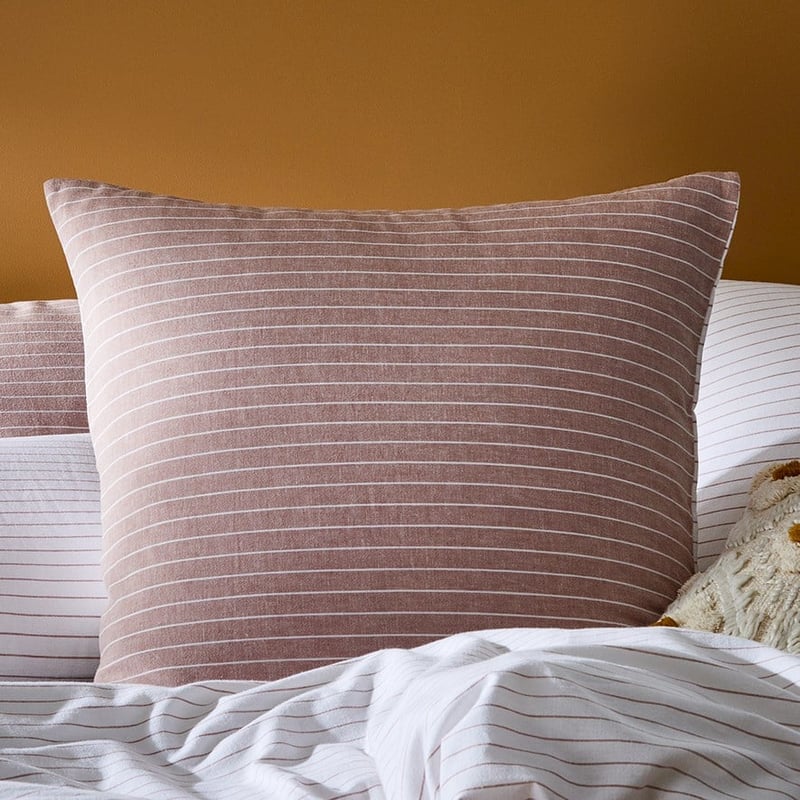 Vintage Washed Linen Cotton Rose Stripe Pillowcase