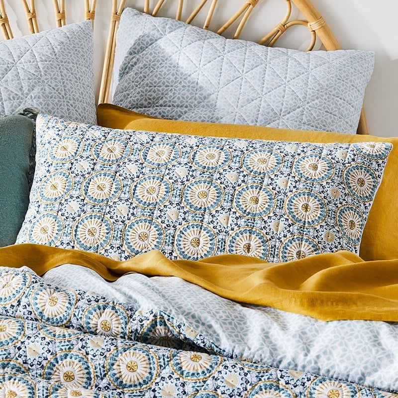 Mediterranean Quilted Teal Pillowcase