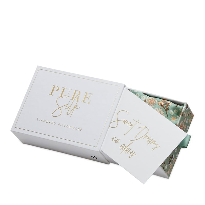 Pure Silk Sage Floral Standard Pillowcase