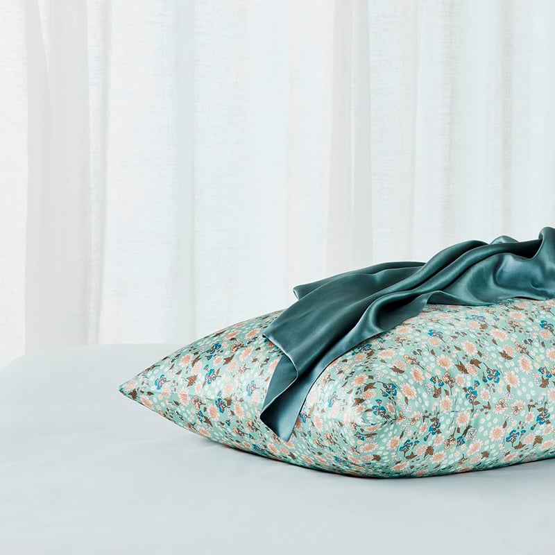 Pure Silk Sage Floral Standard Pillowcase
