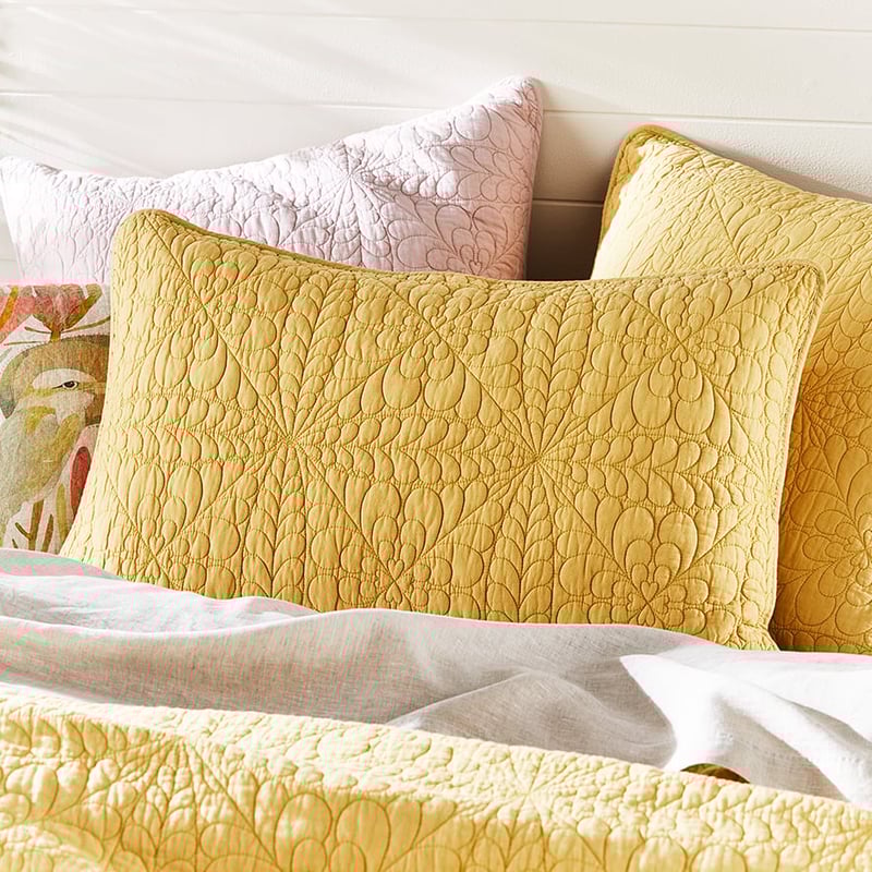 Daisy Quilted Mustard Pillowcase