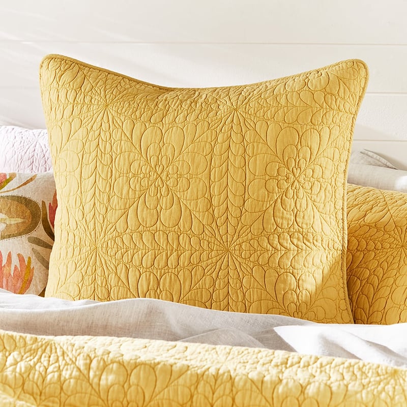 Daisy Quilted Mustard Pillowcase