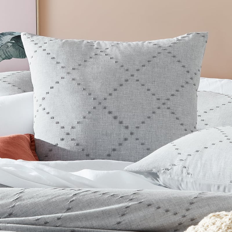 Delta Embroidered Grey Marle Pillowcase