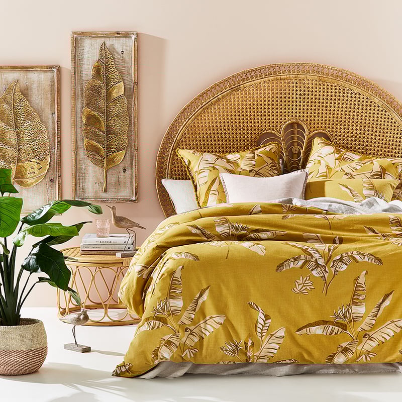 Banana Leaf Mustard Pillowcase