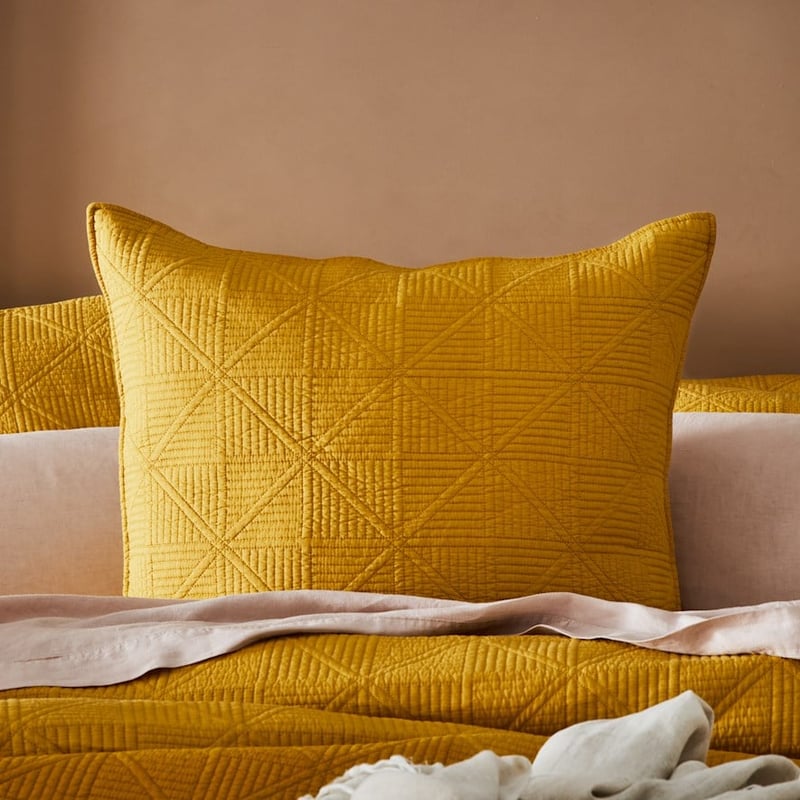 Prism Quilted Mustard Pillowcase