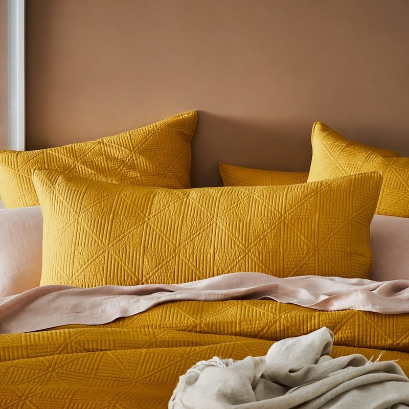 Prism Quilted Mustard Pillowcase