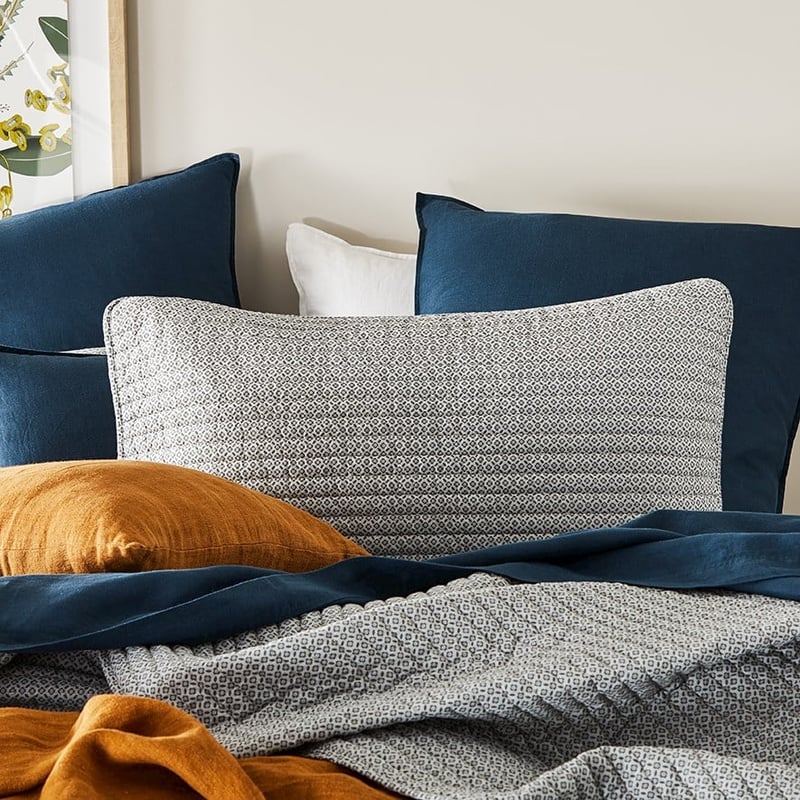 Camden Silver Floral Quilted Pillowcase