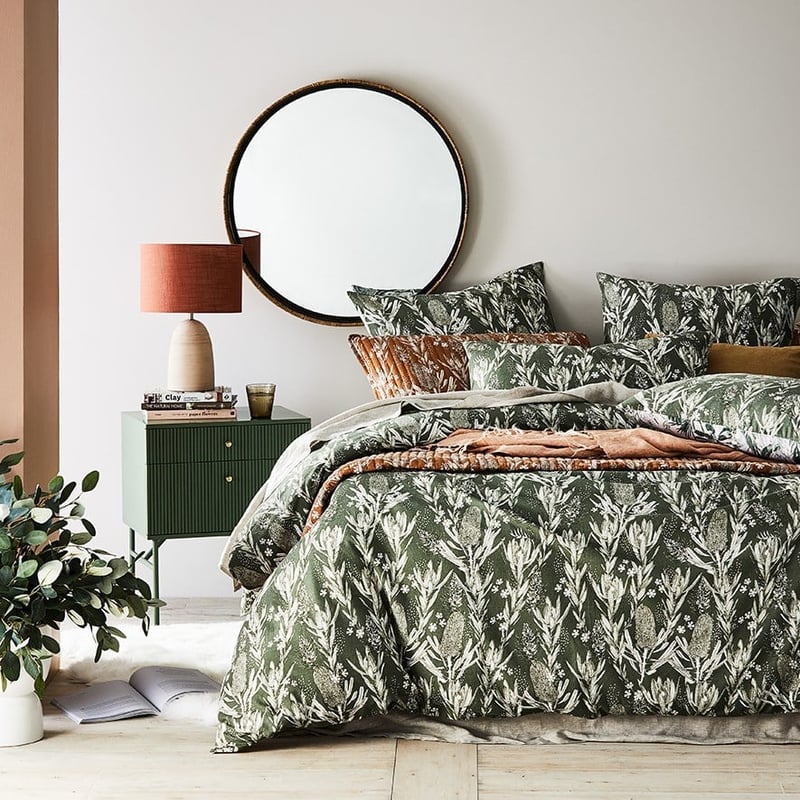 Native Floral Green Pillowcase