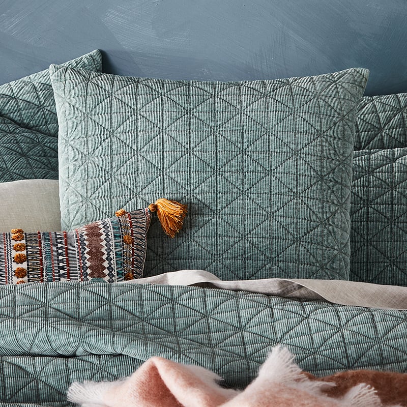 Vintage Washed Corduroy Quilted Sage Pillowcase