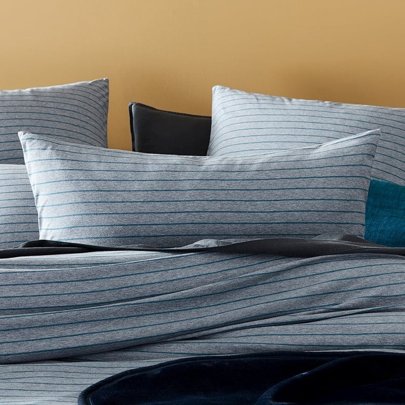 Bamboo Cotton Jersey Teal Stripe Pillowcase