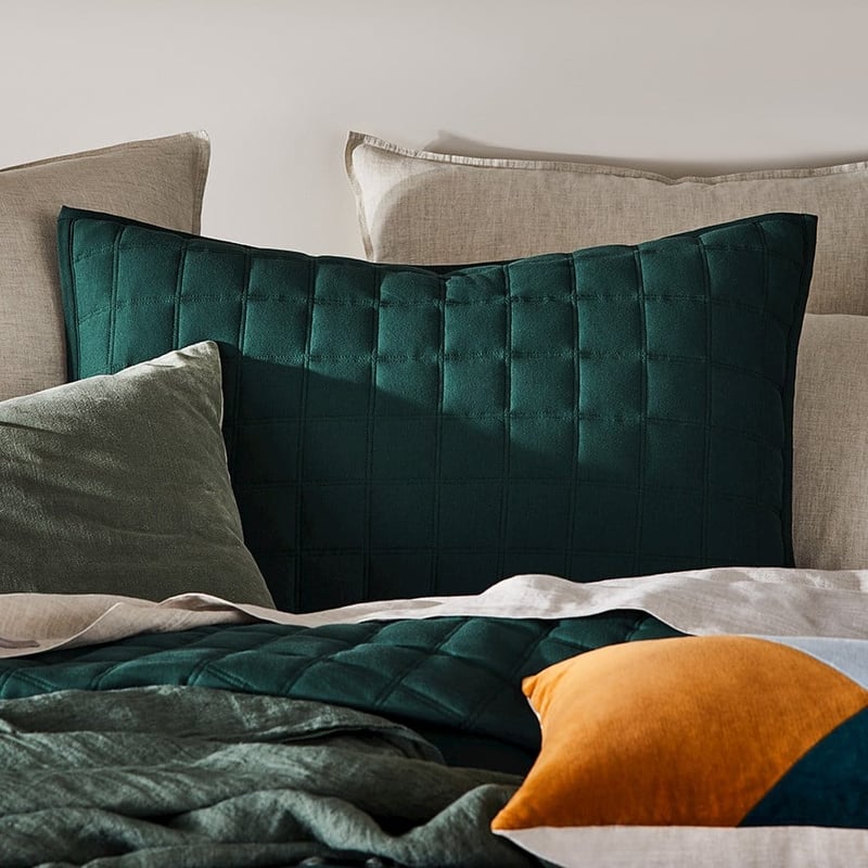 Murphy Quilted Jersey Bottle Green Pillowcase