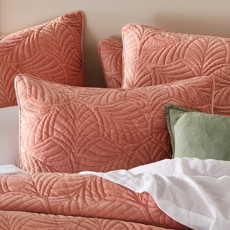 Elm Quilted Salmon Velvet Pillowcase