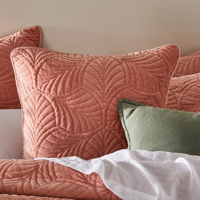 Elm Quilted Salmon Velvet Pillowcase