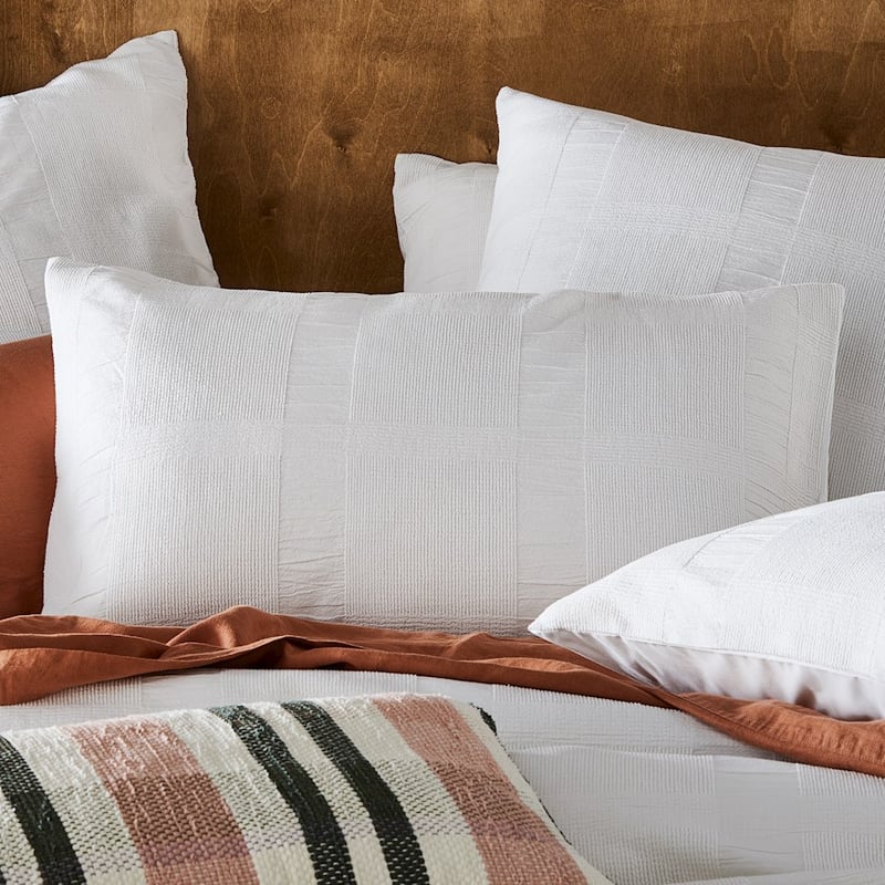 Chenille Check White Pillowcase