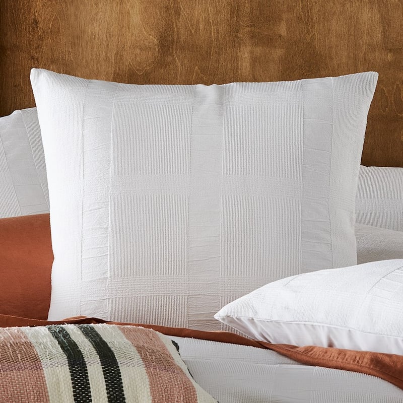 Chenille Check White Pillowcase