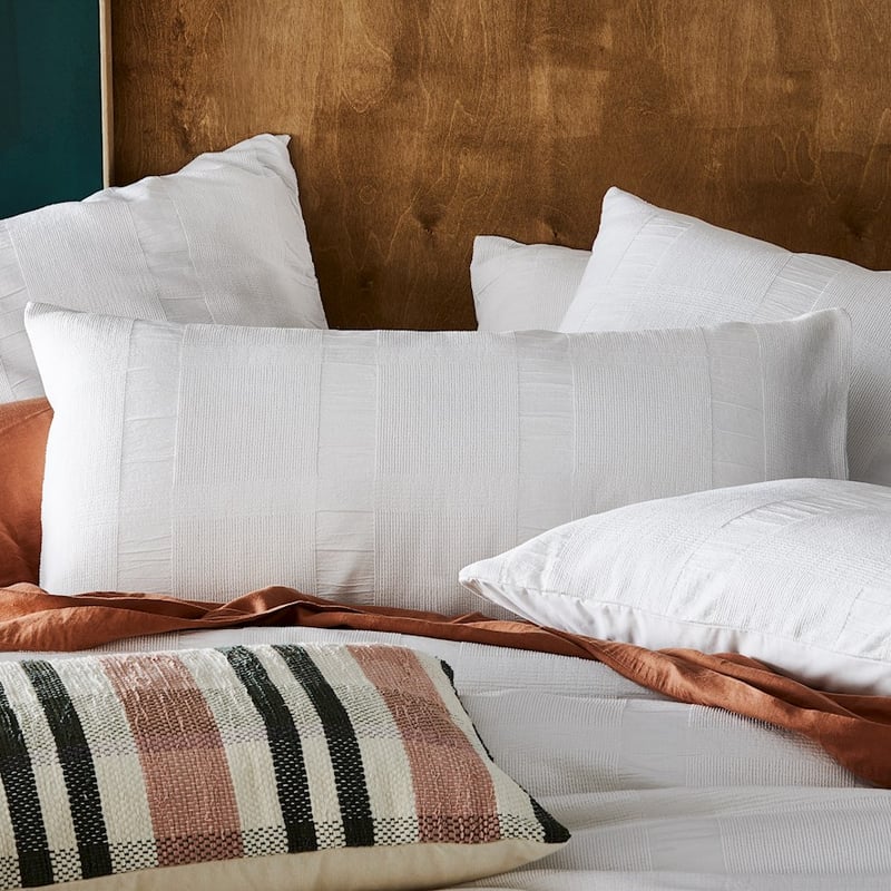 Chenille Check White Pillowcase