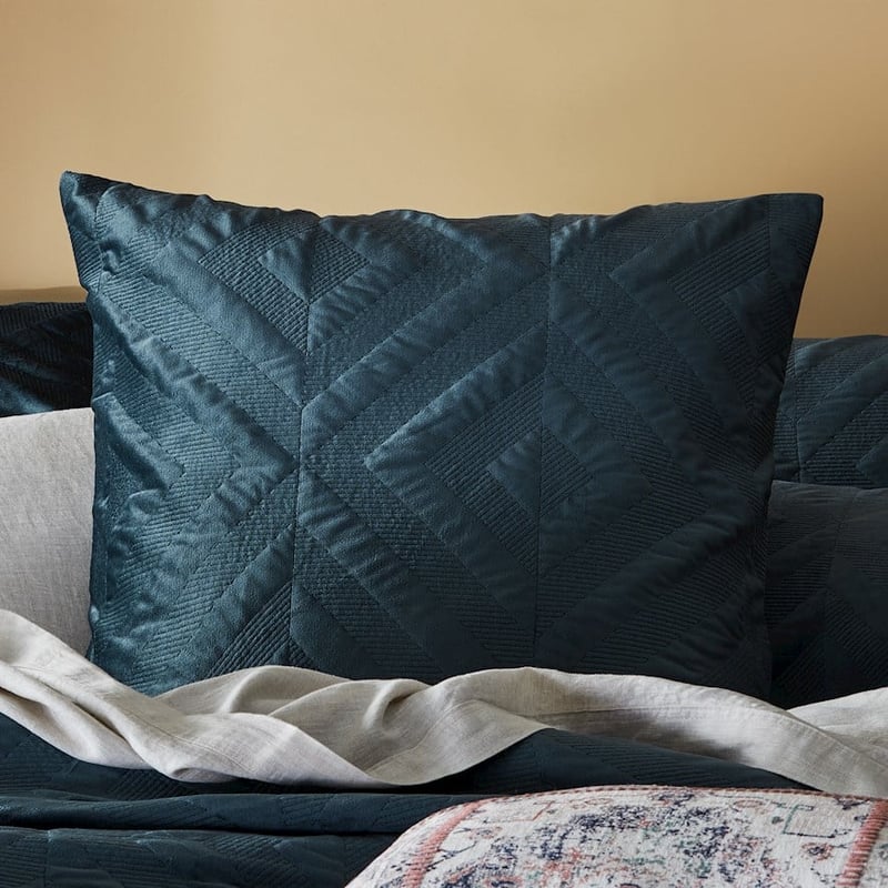 Electra Dark Slate Velvet Quilted Pillowcase