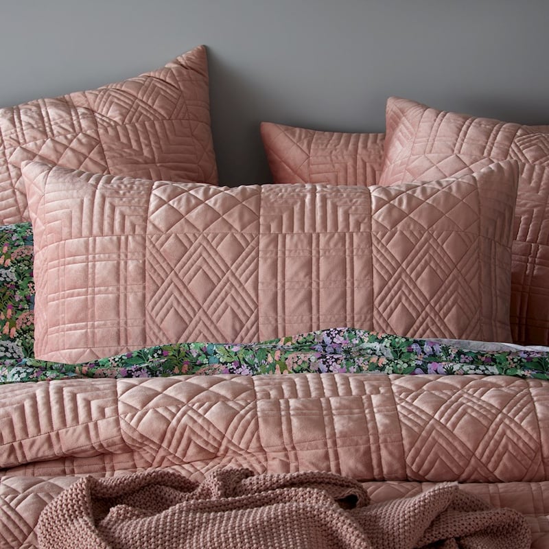 Florence Velvet Quilted Blush Pillowcase