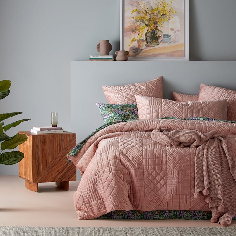 Florence Velvet Quilted Blush Pillowcase