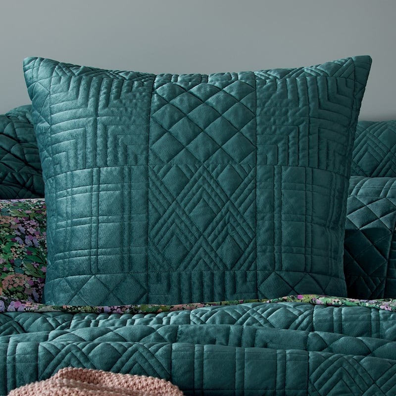 Florence Velvet Quilted Teal Pillowcase