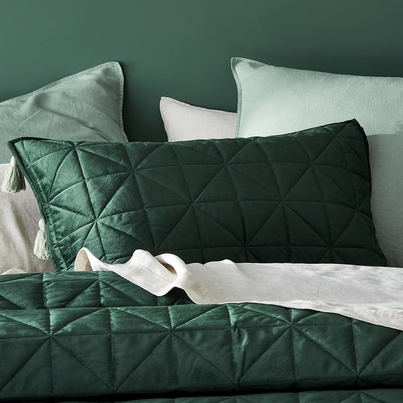 Stevie Velvet Quilted Emerald Pillowcase