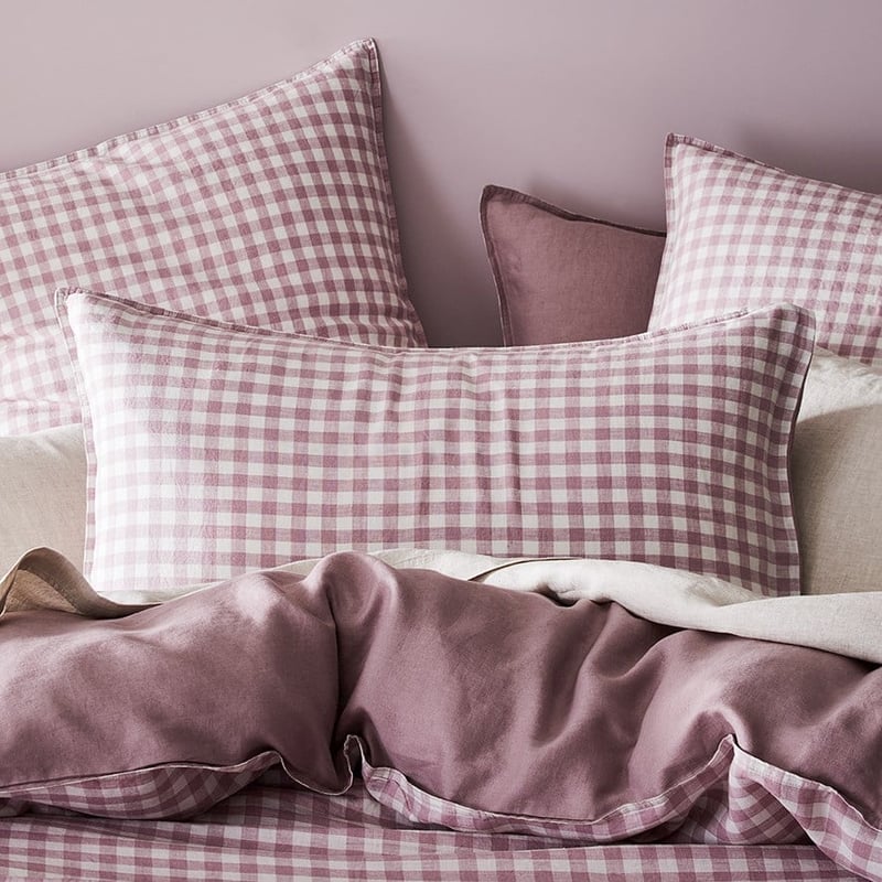 Vintage Washed Linen Dusty Mauve Pillowcases