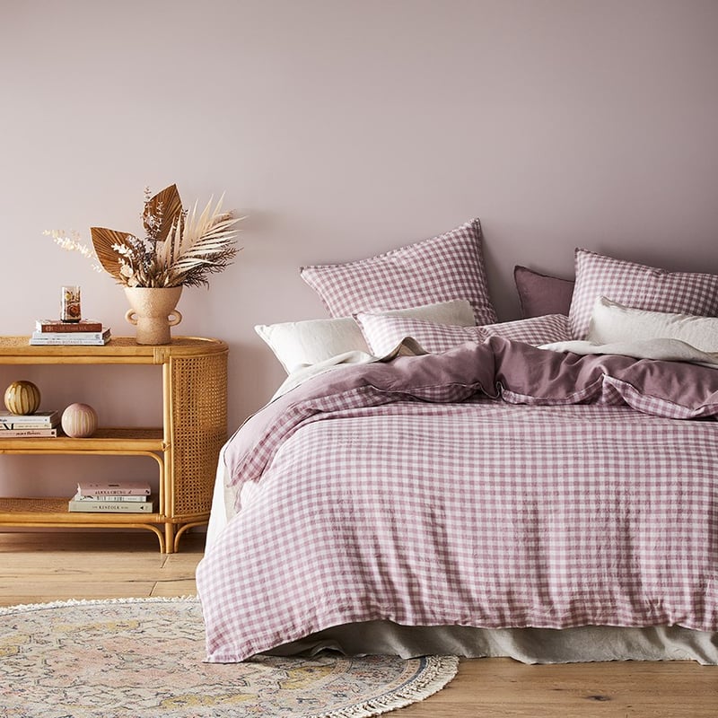 Vintage Washed Linen Dusty Mauve Pillowcases