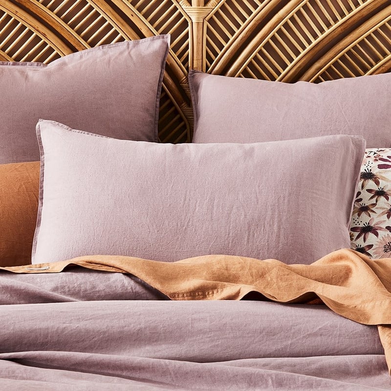 Vintage Washed Linen Dusty Mauve Pillowcase