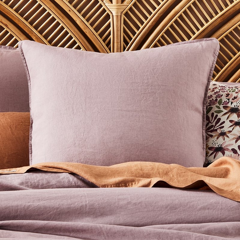 Vintage Washed Linen Dusty Mauve Pillowcase
