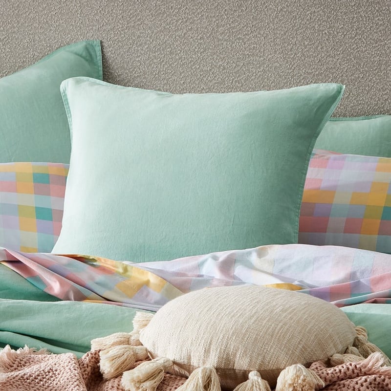 Vintage Washed Linen Dusty Mint Pillowcase