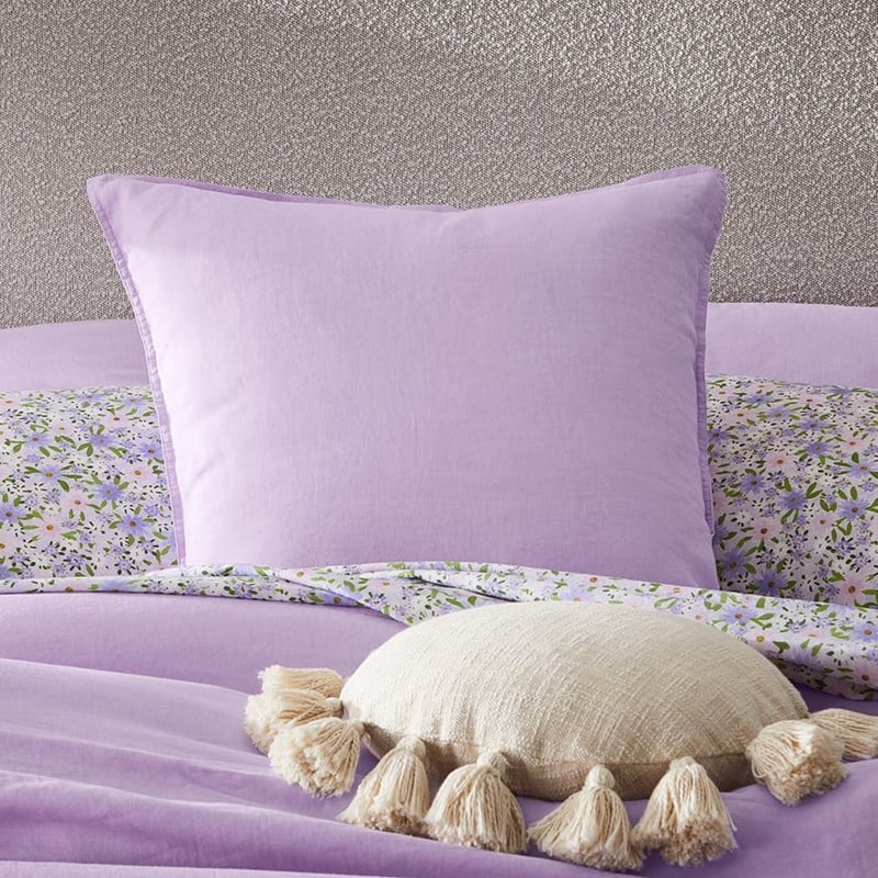 Vintage Washed Linen Pastel Lilac Pillowcase