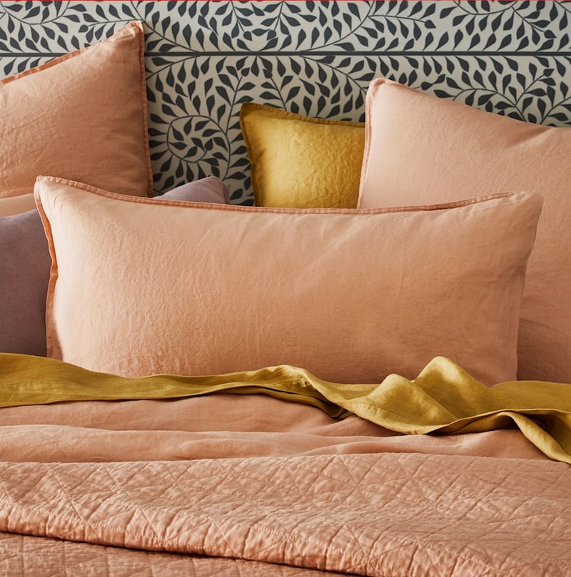 Vintage Washed Linen Pink Salt Pillowcase