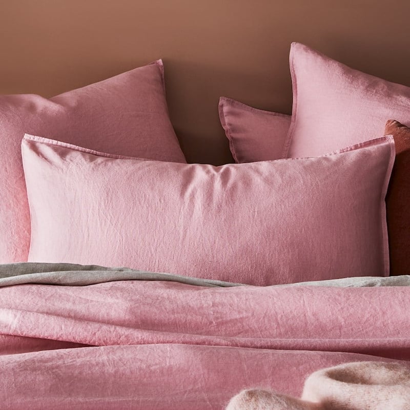 Vintage Washed Linen Rose Quartz Pillowcase