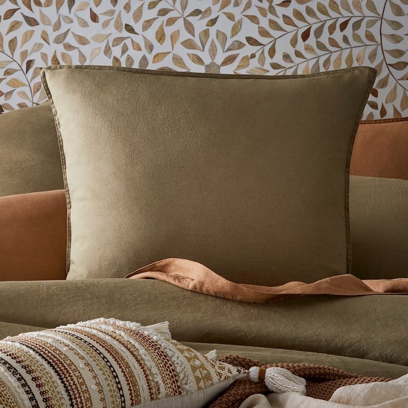 Vintage Washed Linen Soft Olive Pillowcase