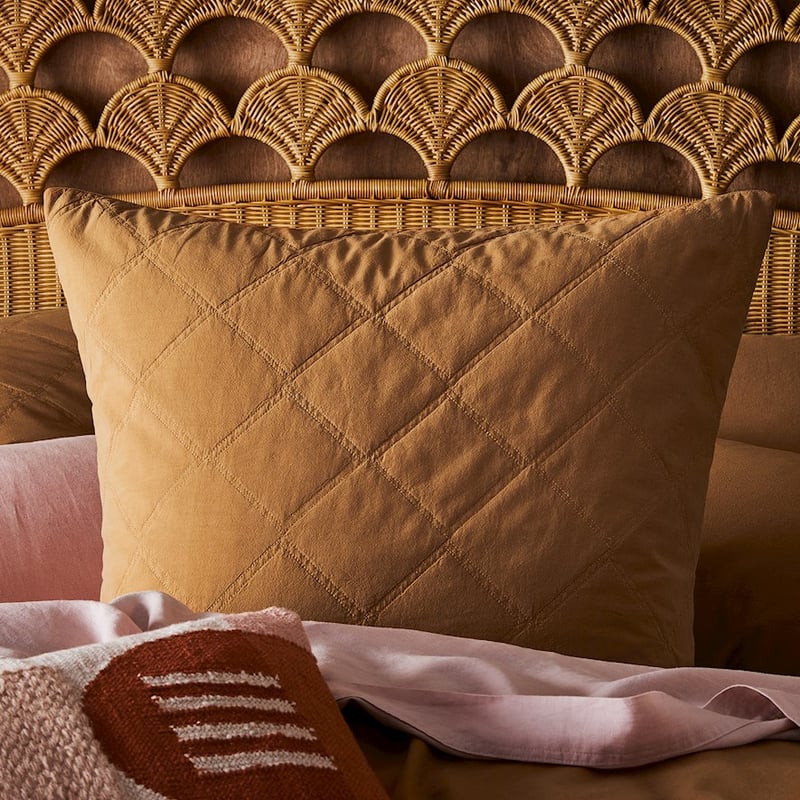 Stonewashed Cotton Brown Sugar Quilted Pillowcase