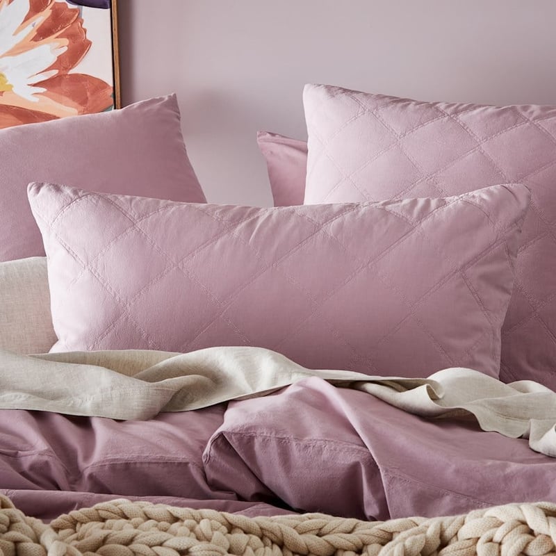 Stonewashed Cotton Lavender Quilted Pillowcase