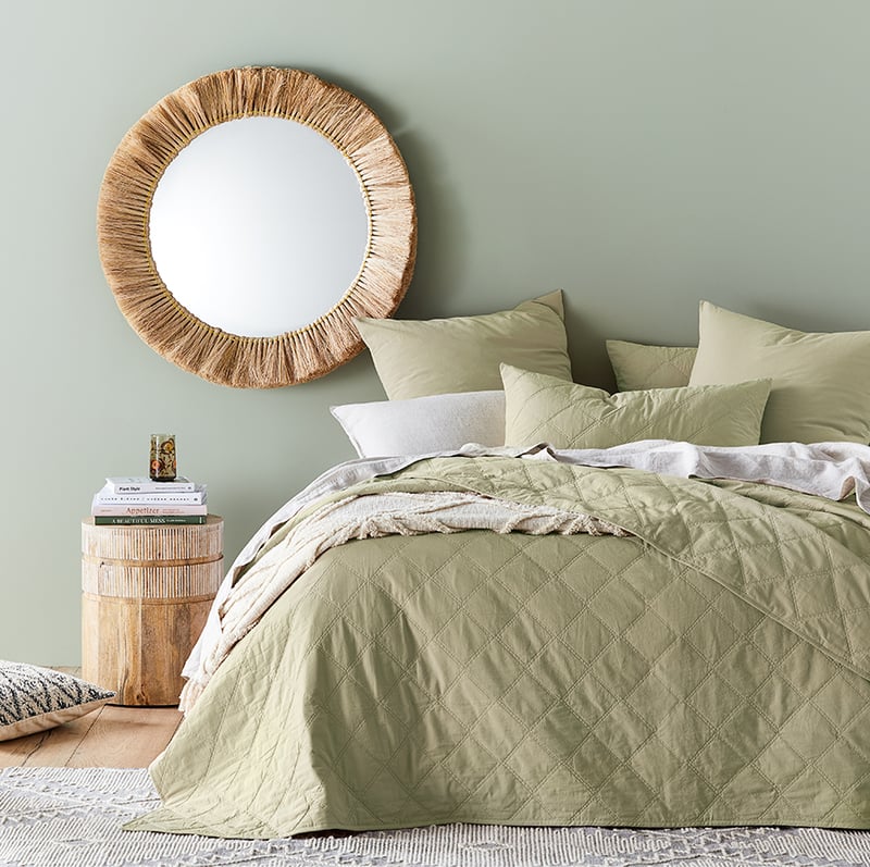 Stonewashed Cotton Soft Khaki Quilted Pillowcase