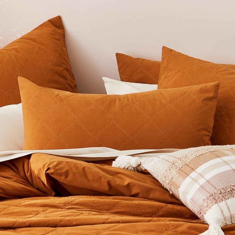 Stonewashed Cotton Topaz Quilted Pillowcase 