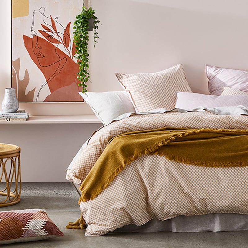 Stonewashed Printed Cotton Mustard Kasbah Pillowcase